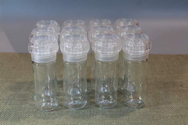 4 oz Glass Spice Bottle with Plastic Grinder Tops