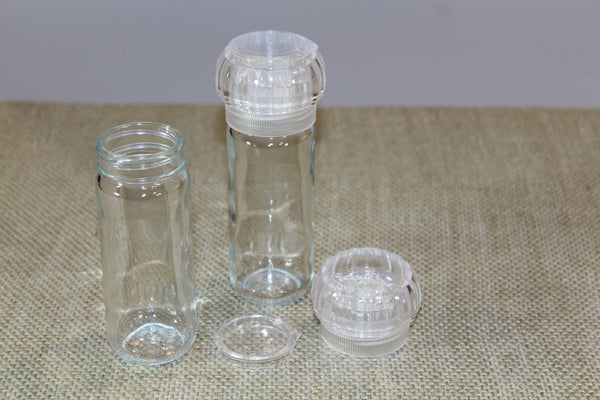 4 oz Glass Spice Bottle with Plastic Grinder Tops