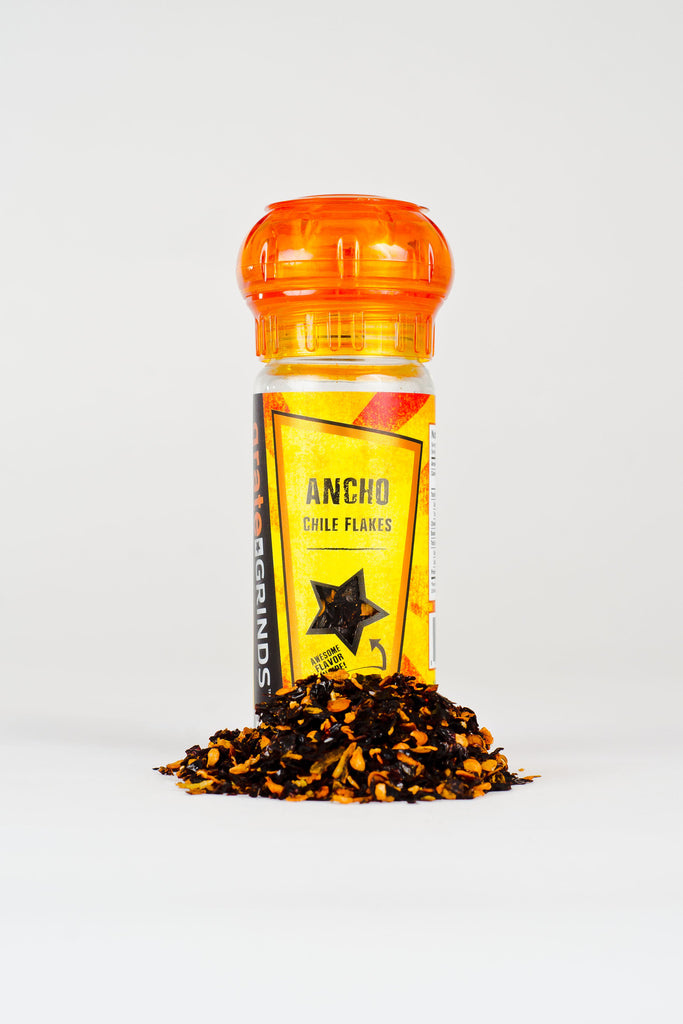 Ancho Chile Flakes Grate Grinds